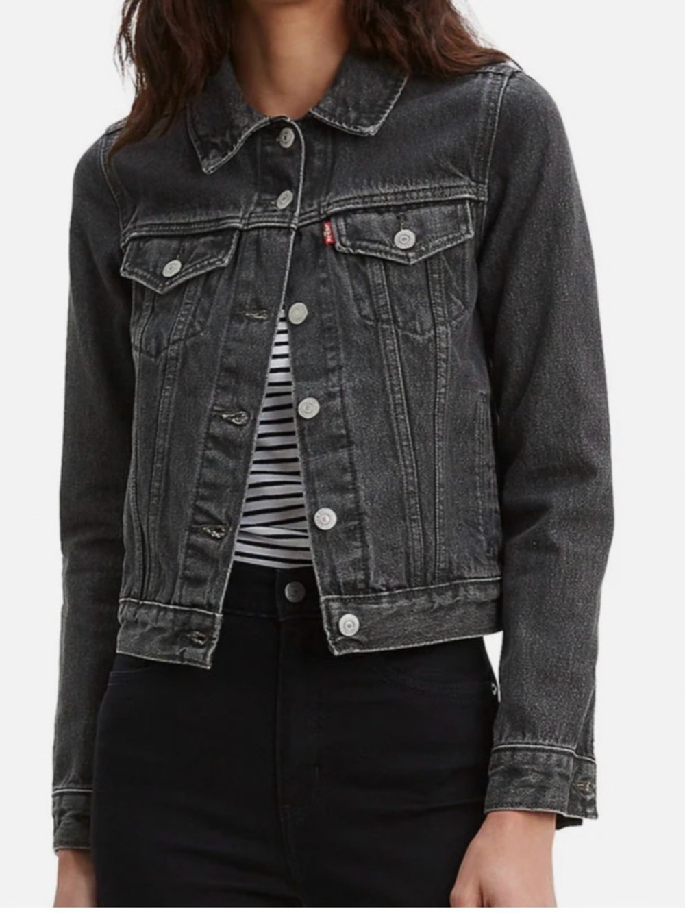 Levi's Women's Original Trucker Denim Jacket in Washed Black Size S NEW